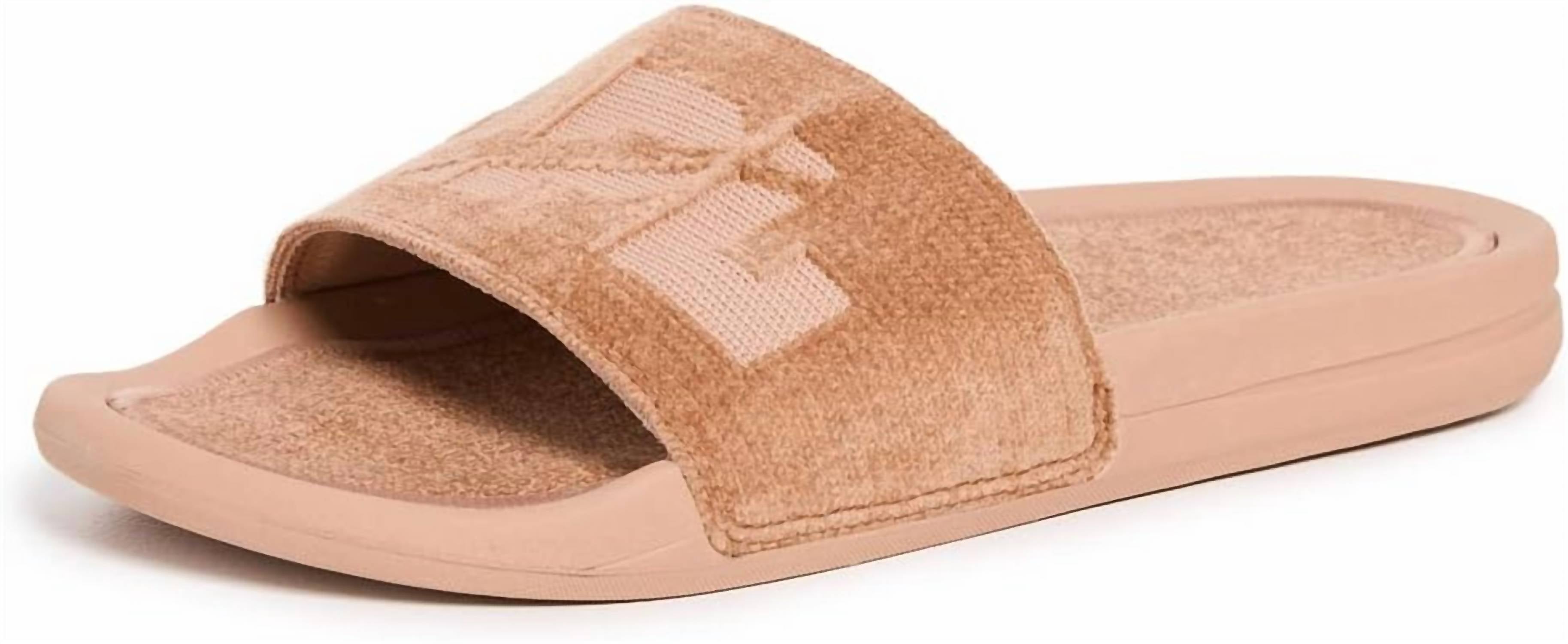 Women's Techloom Velvet Slide Sandal In Caramel Tan