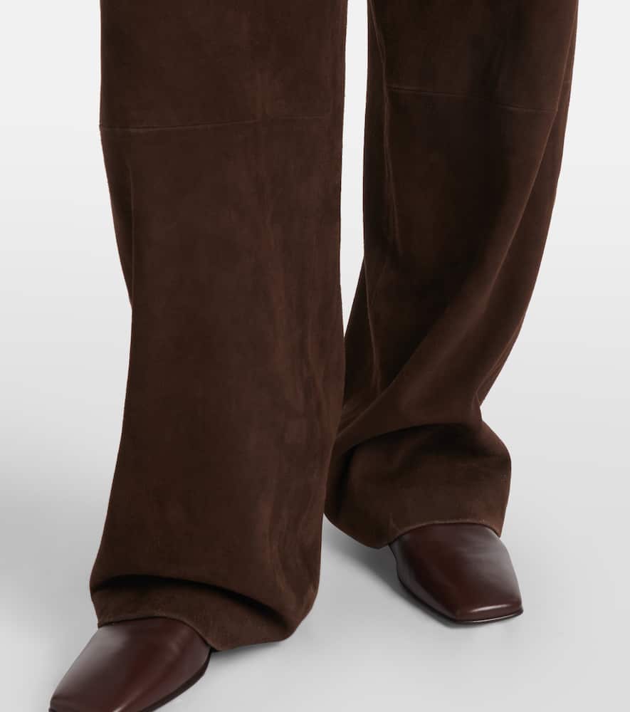 Leather straight pants