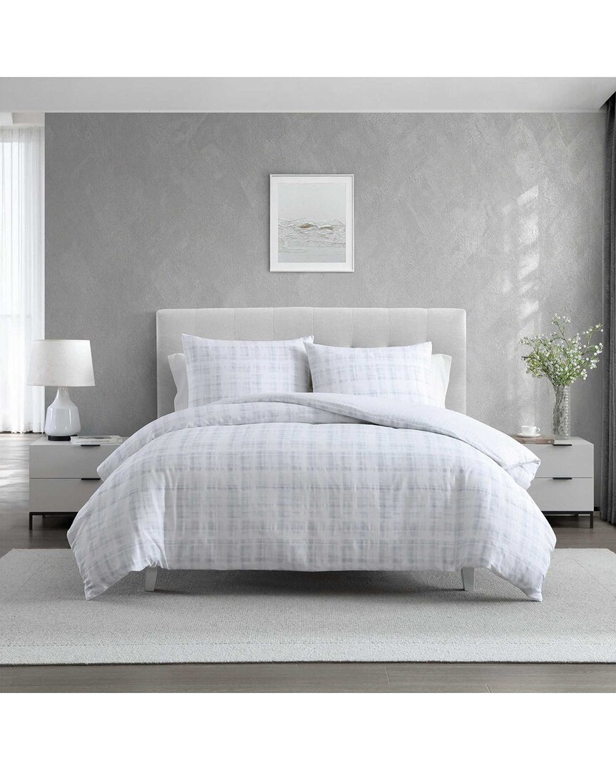 220 Thread Count Blurred Plaid Reversible Cotton Sateen Duvet Set