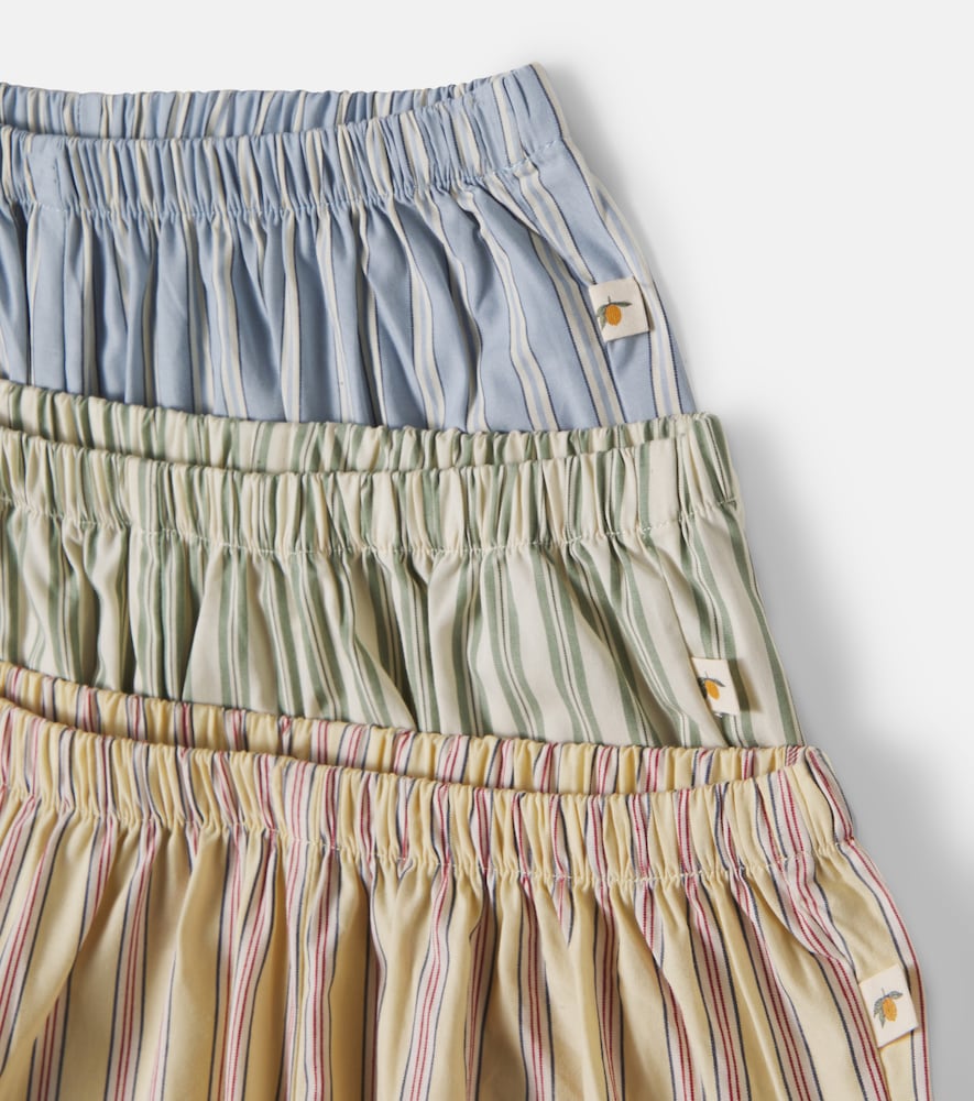 Konges Sløjd Azur set of 3 striped cotton poplin shorts