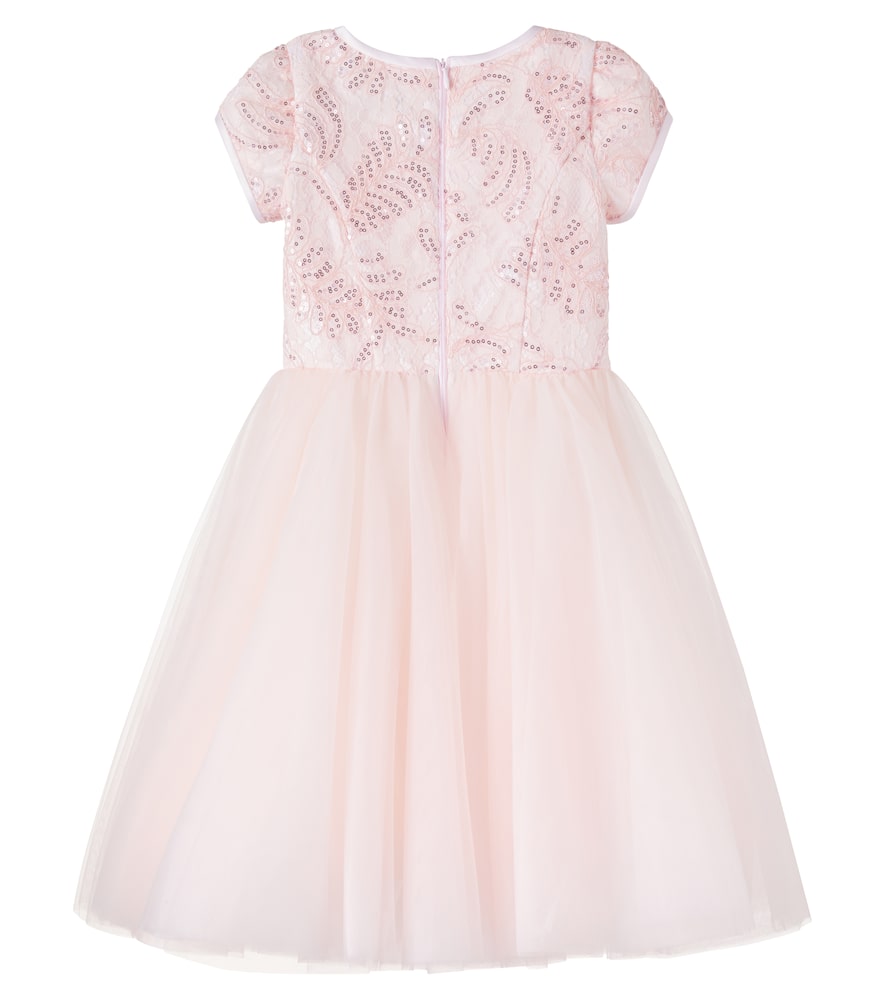 Sequined lace-trimmed tulle dress