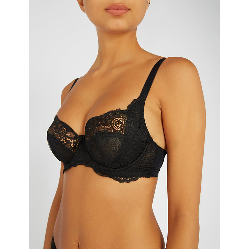 Womens Black Andorra Stretch-lace Full-cup bra