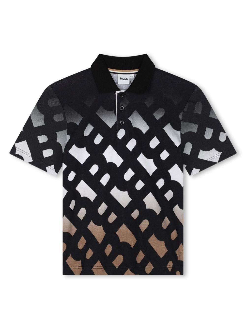 Monogram-print piqué-weave polo shirt - Black