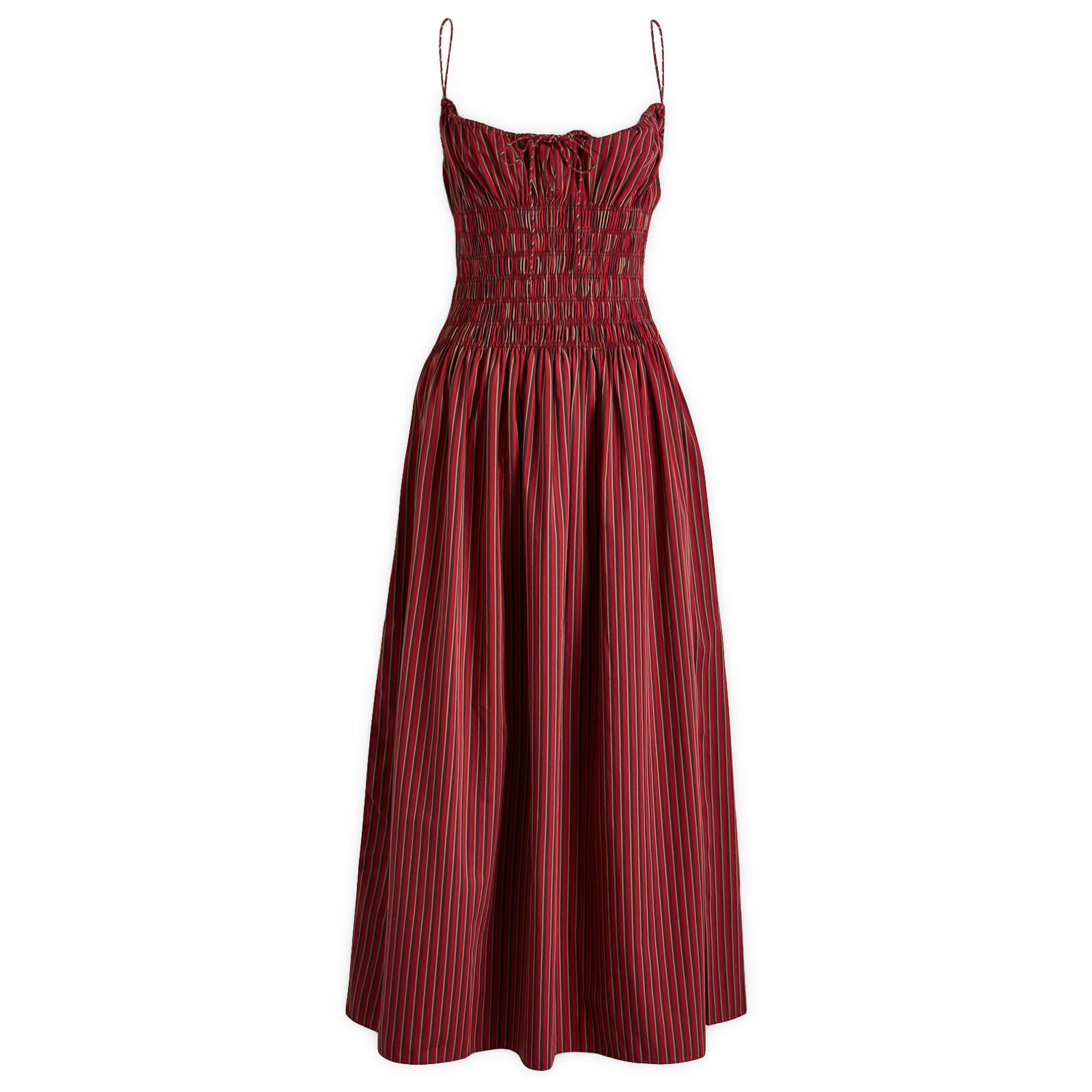Women's Aya String Midi Dress in Wine Stripe