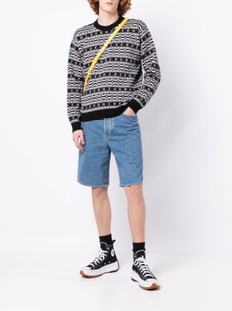 Straight-leg denim shorts
