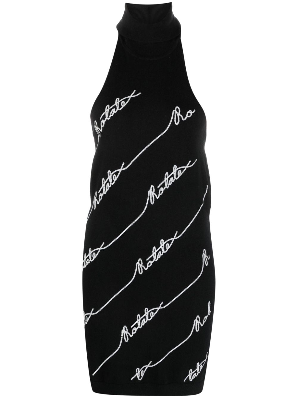 Sequin logo-embellished halterneck minidress - Black