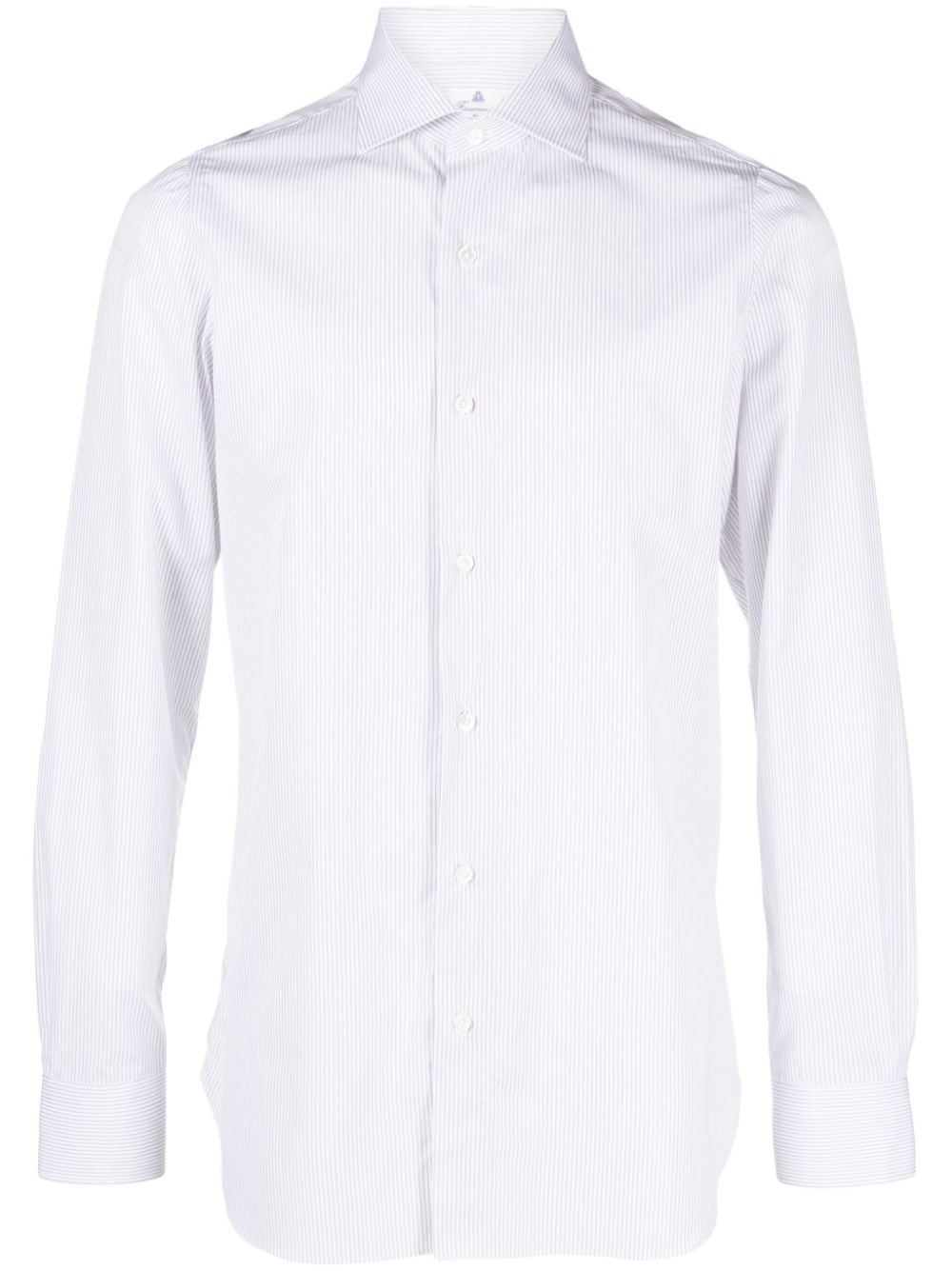 Striped long-sleeve cotton shirt - White