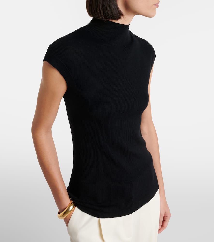 Ribbed-knit virgin wool top