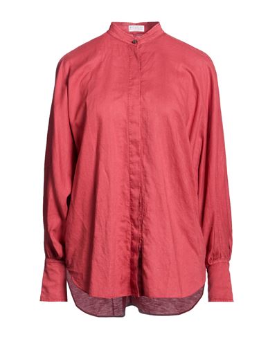 Woman Shirt Rust Size L Linen, Cotton