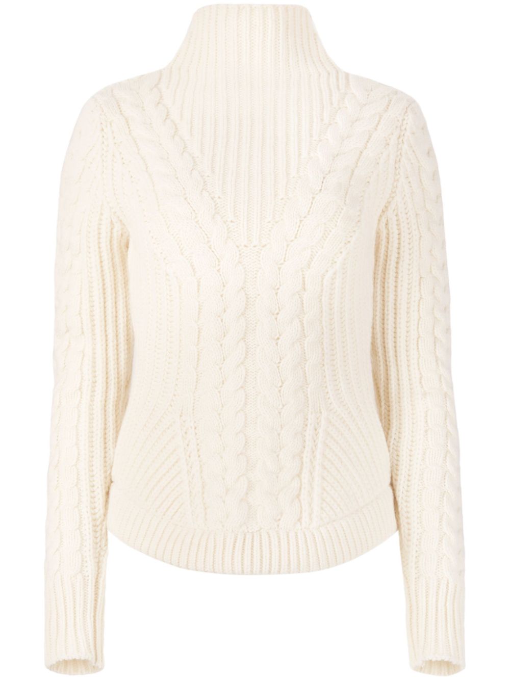 Cable-knit wool-blend jumper - Neutrals