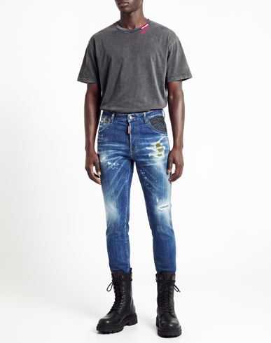 Man Jeans Blue Size 36 Cotton, Elastane