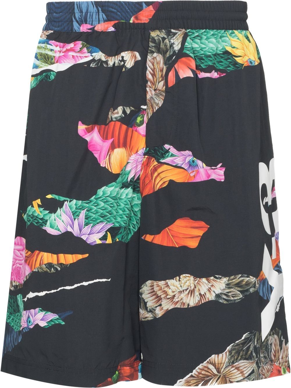 Floral-print swim shorts - Black
