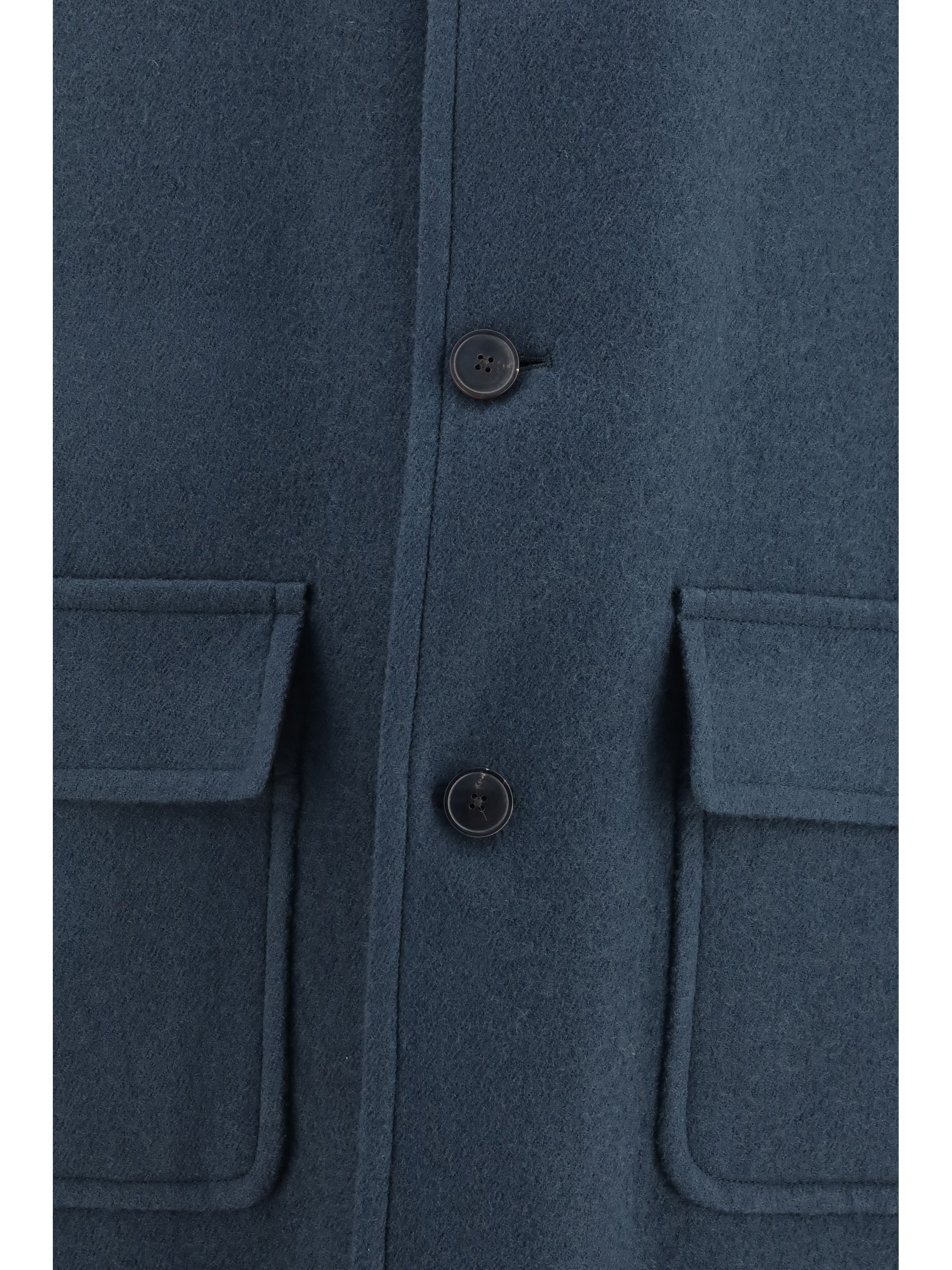 Single-Breasted Merino Wool Coat — Blue