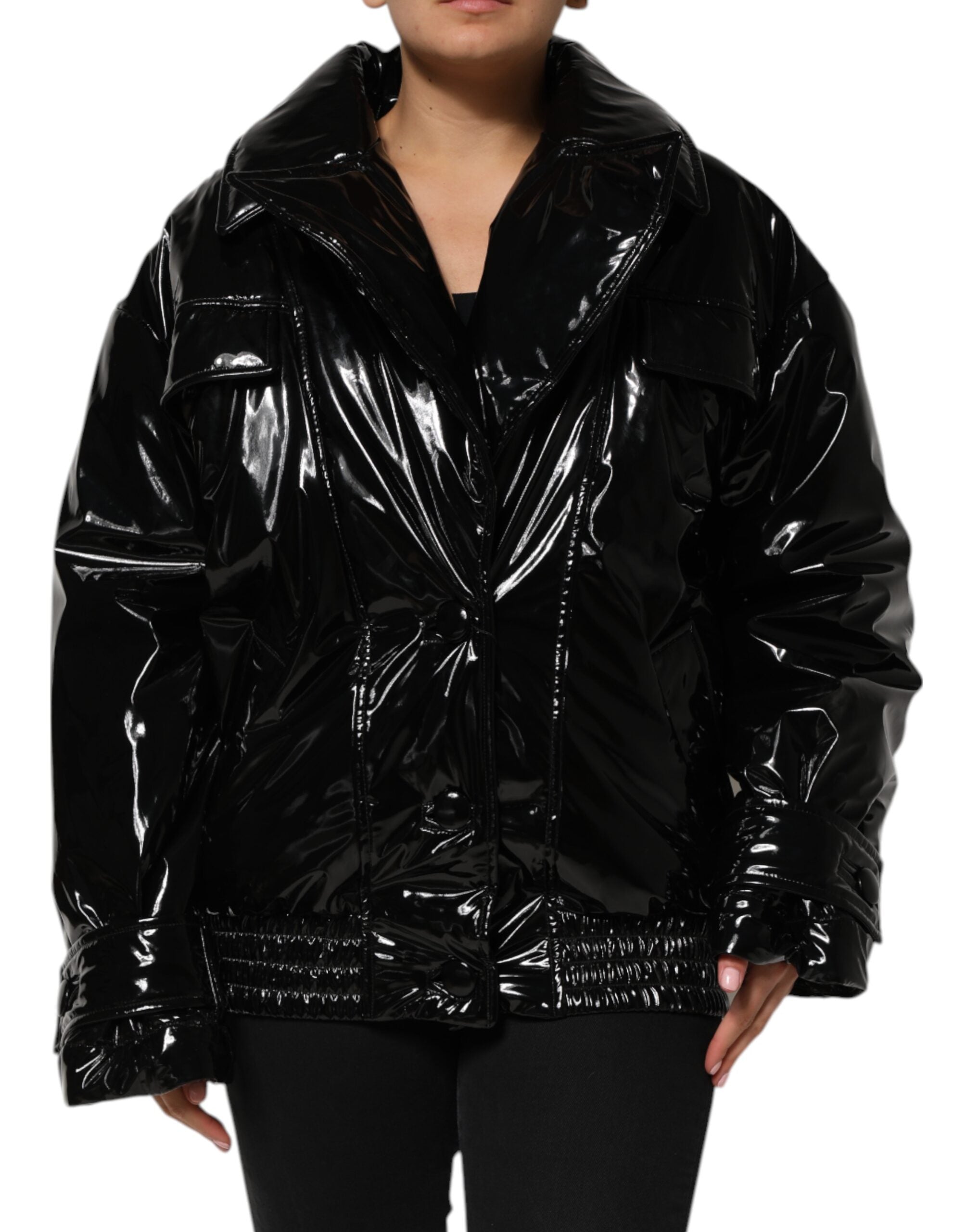 Quilted Polyester Puffer Jacket — Black