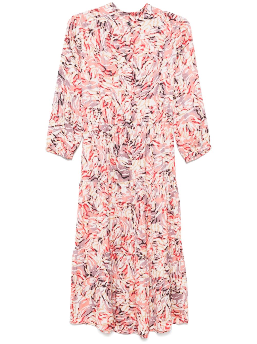 Abstract-print midi dress - White
