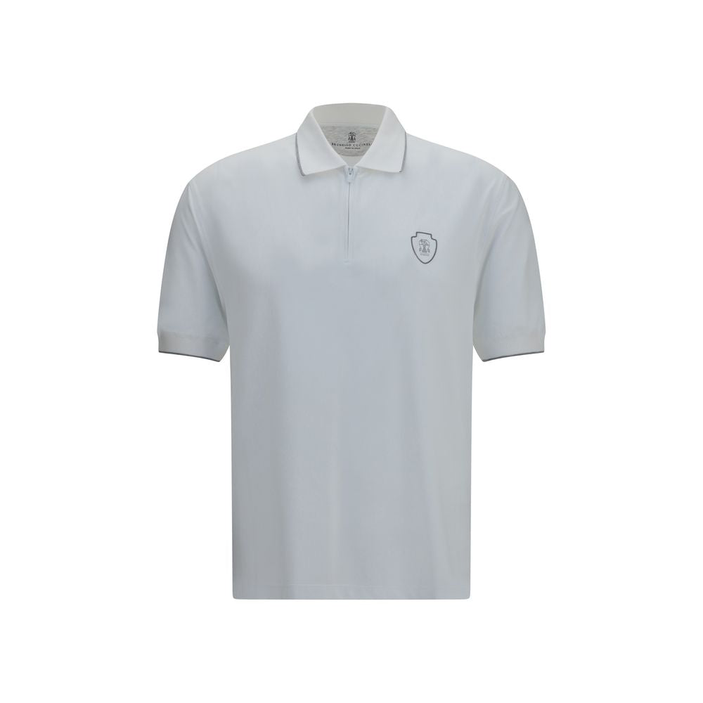 Logo-Embroidered Crest Polo Shirt — White