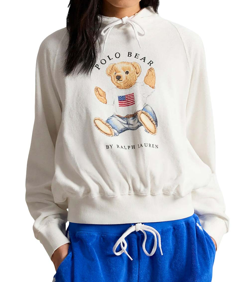 White Graphic Hood Sweatshirt