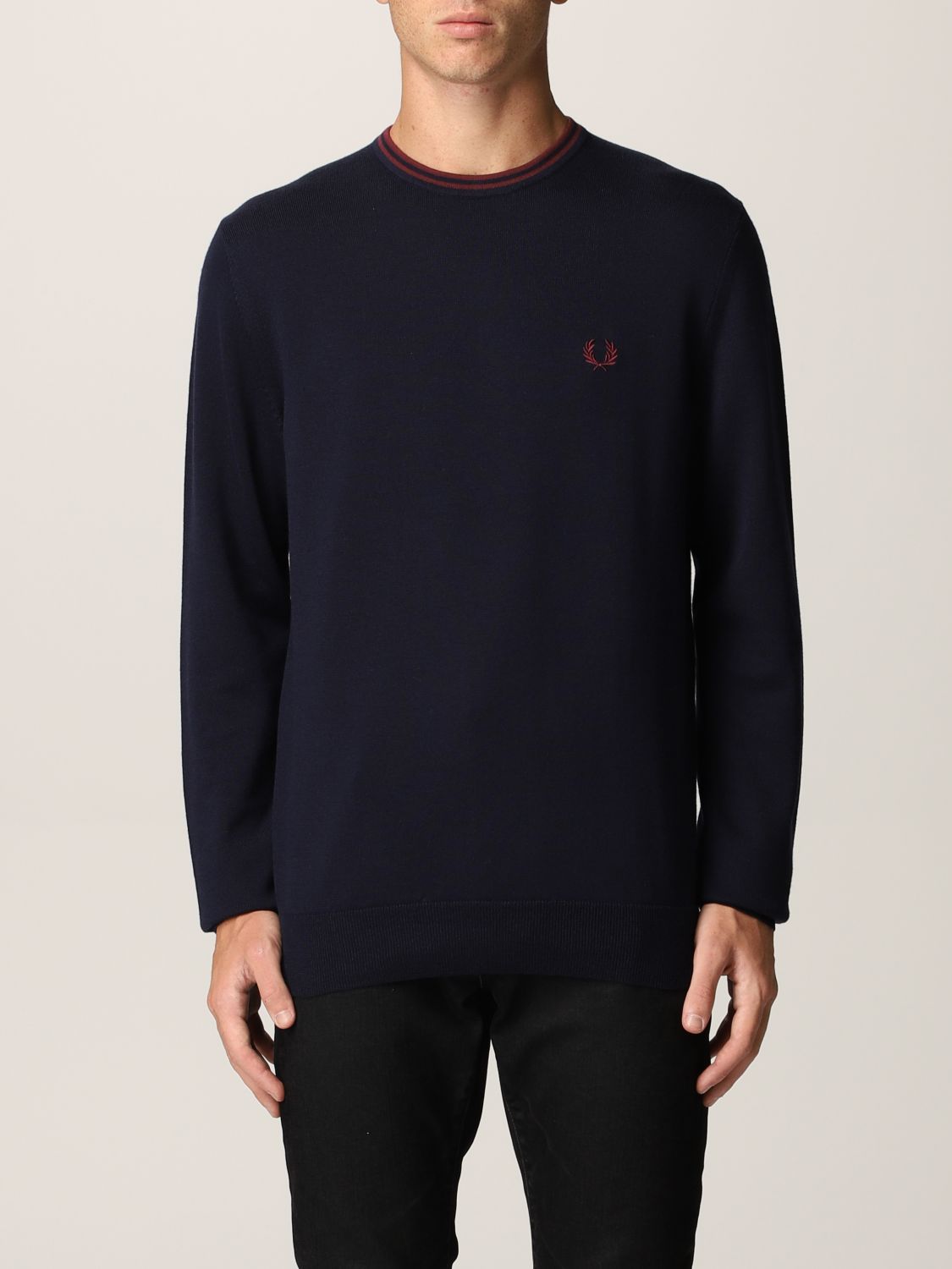 Sweater in merino wool and cotton blend