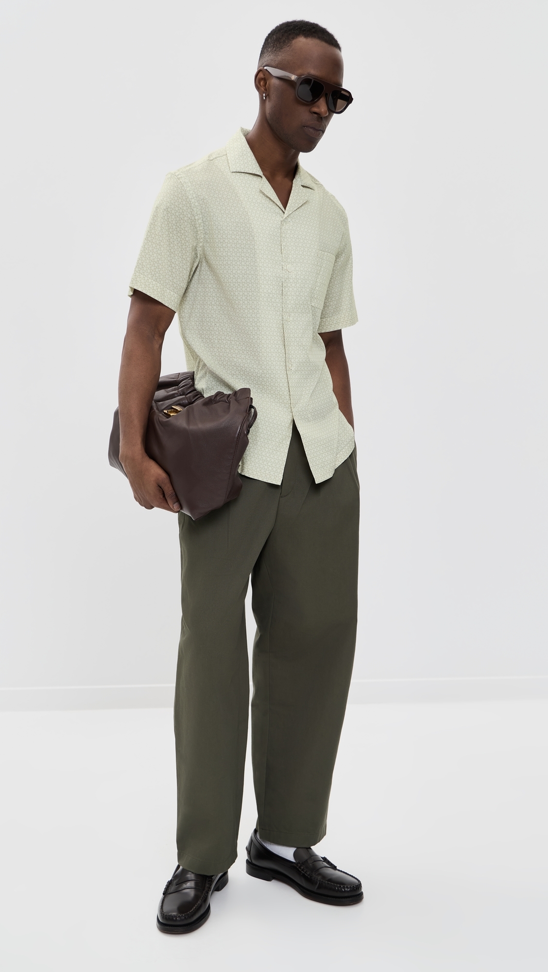 Cotton Stretch Camp Shirt Yellow Geo