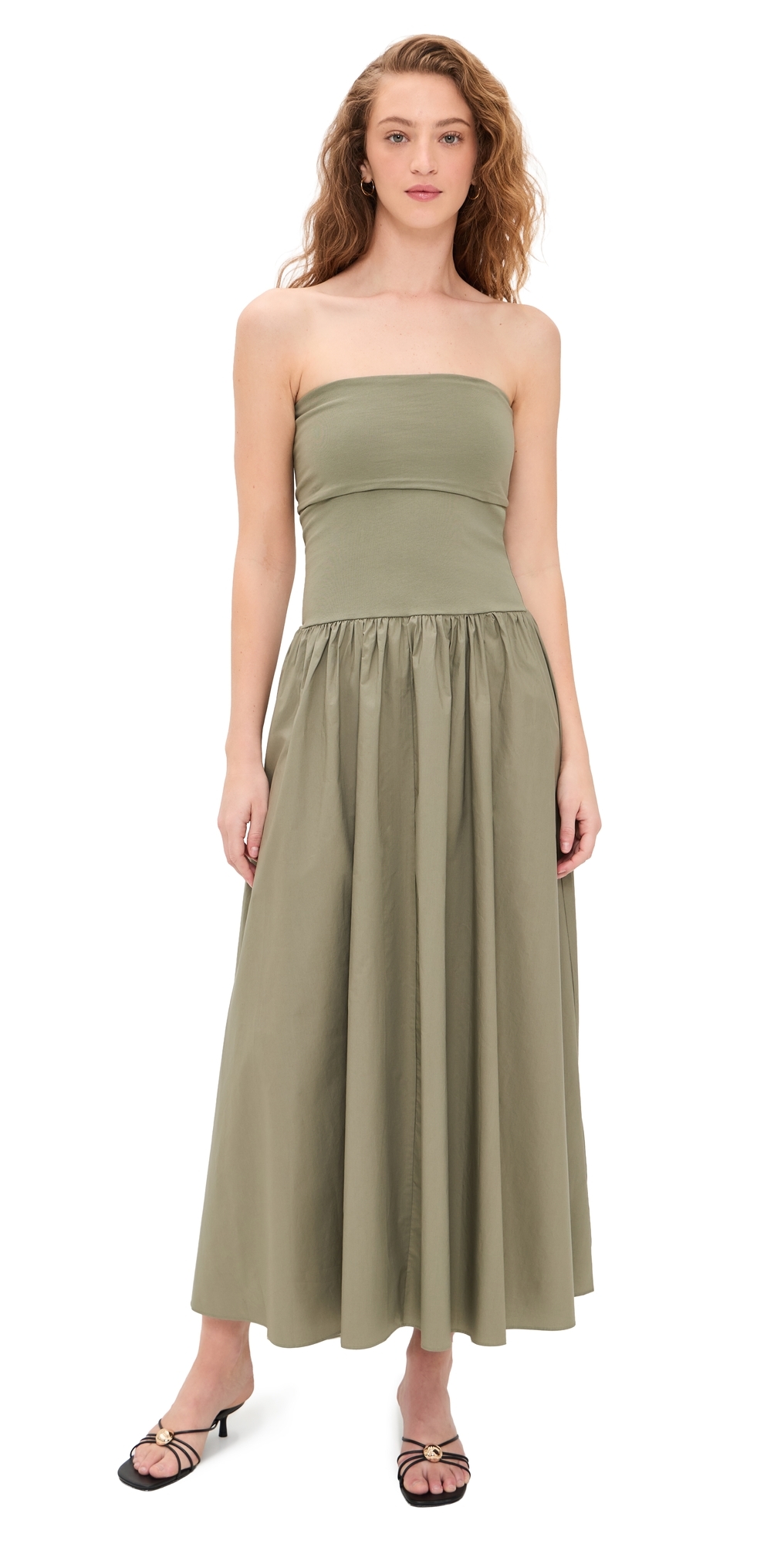 Marc Mixed Media Dress Deep Lichen Green