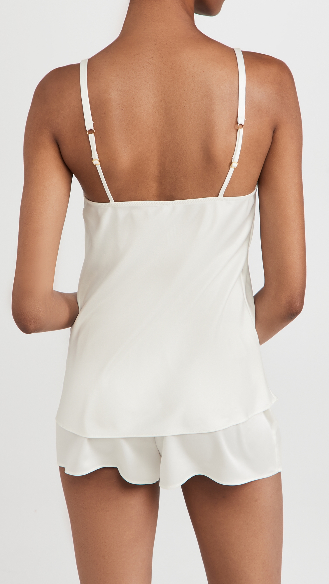 Kylie Charmeuse Cami Set with Lace Ivory
