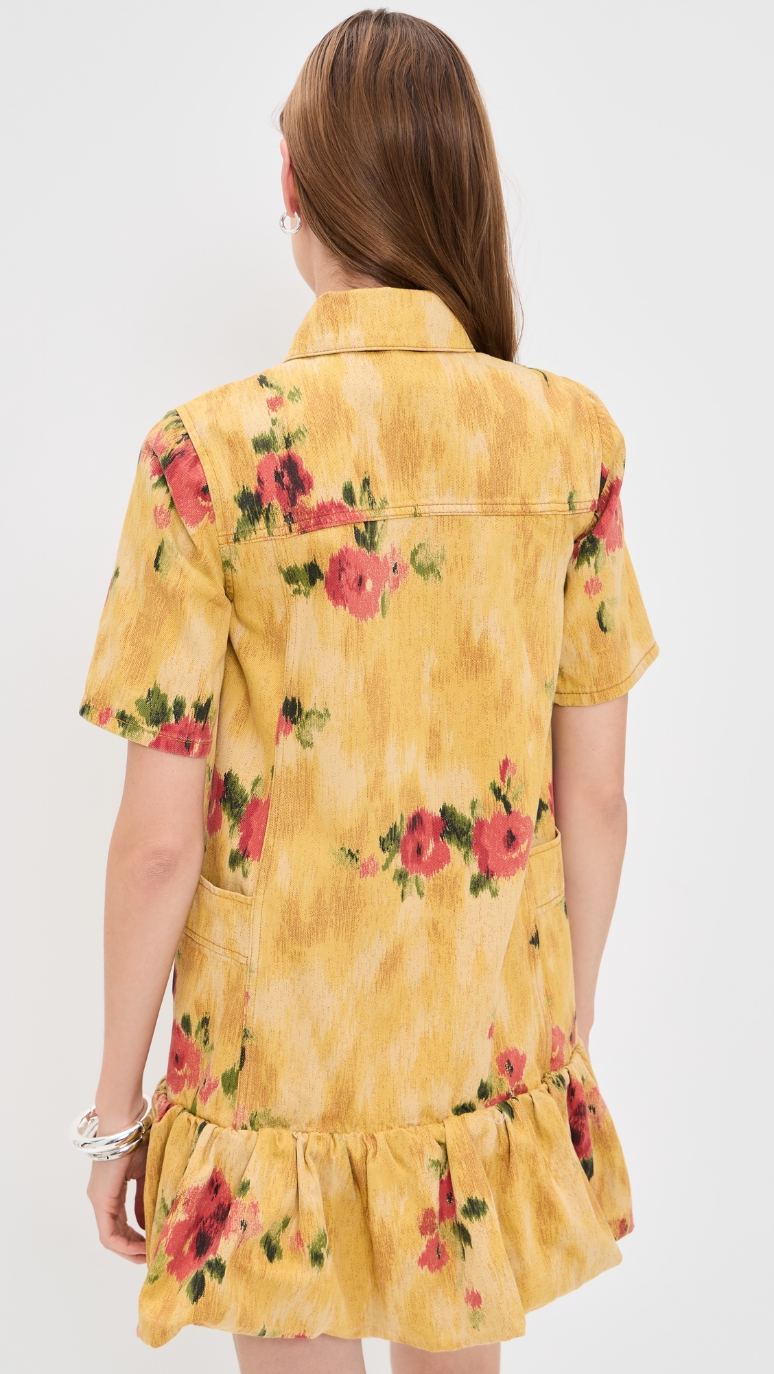 Print Peplum Mini Dress Vibrant Yellow