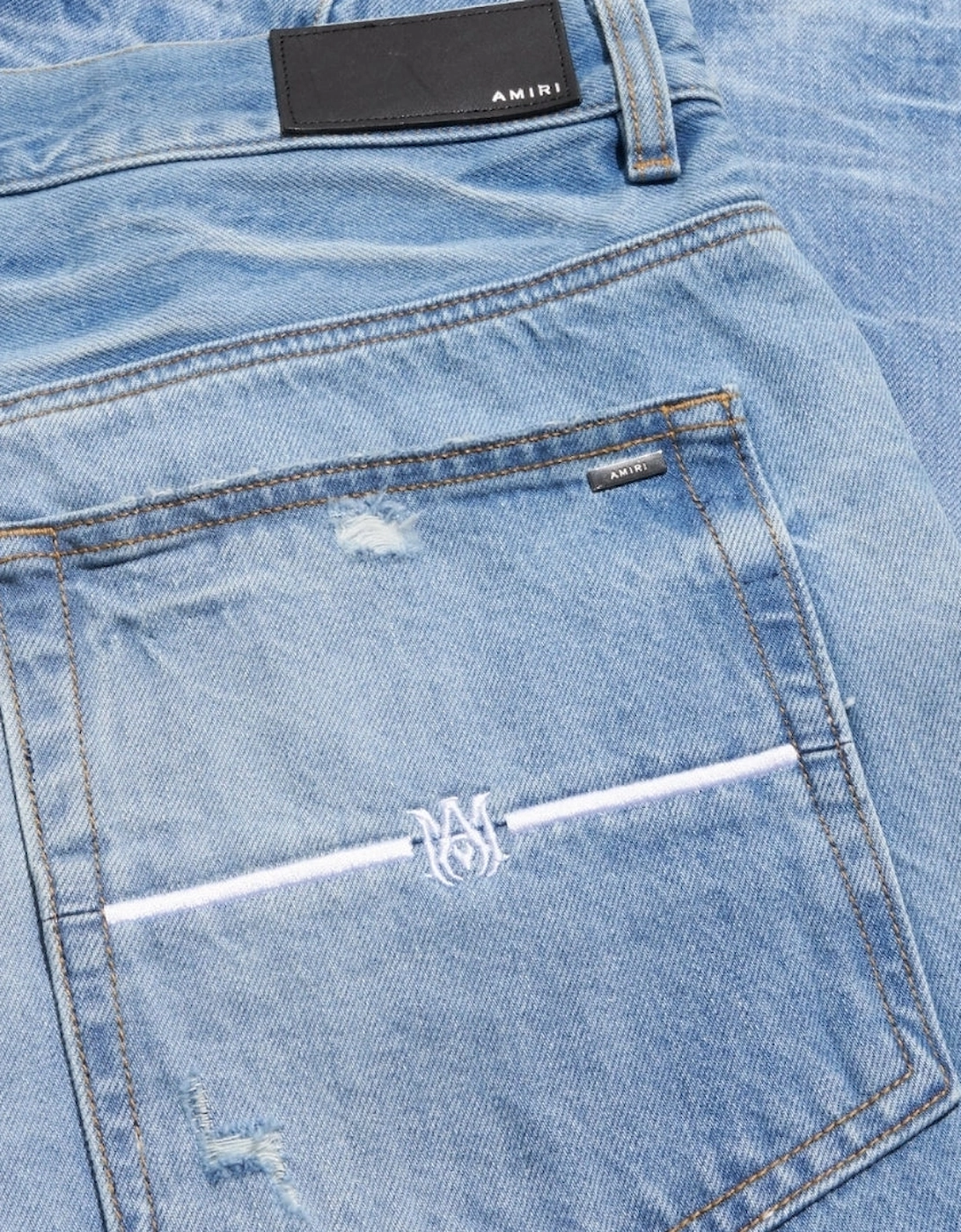 Men's Amiri Aloha Patch Straight Fit Faded Indigo Blue Denim Jeans - Size: 30/32
