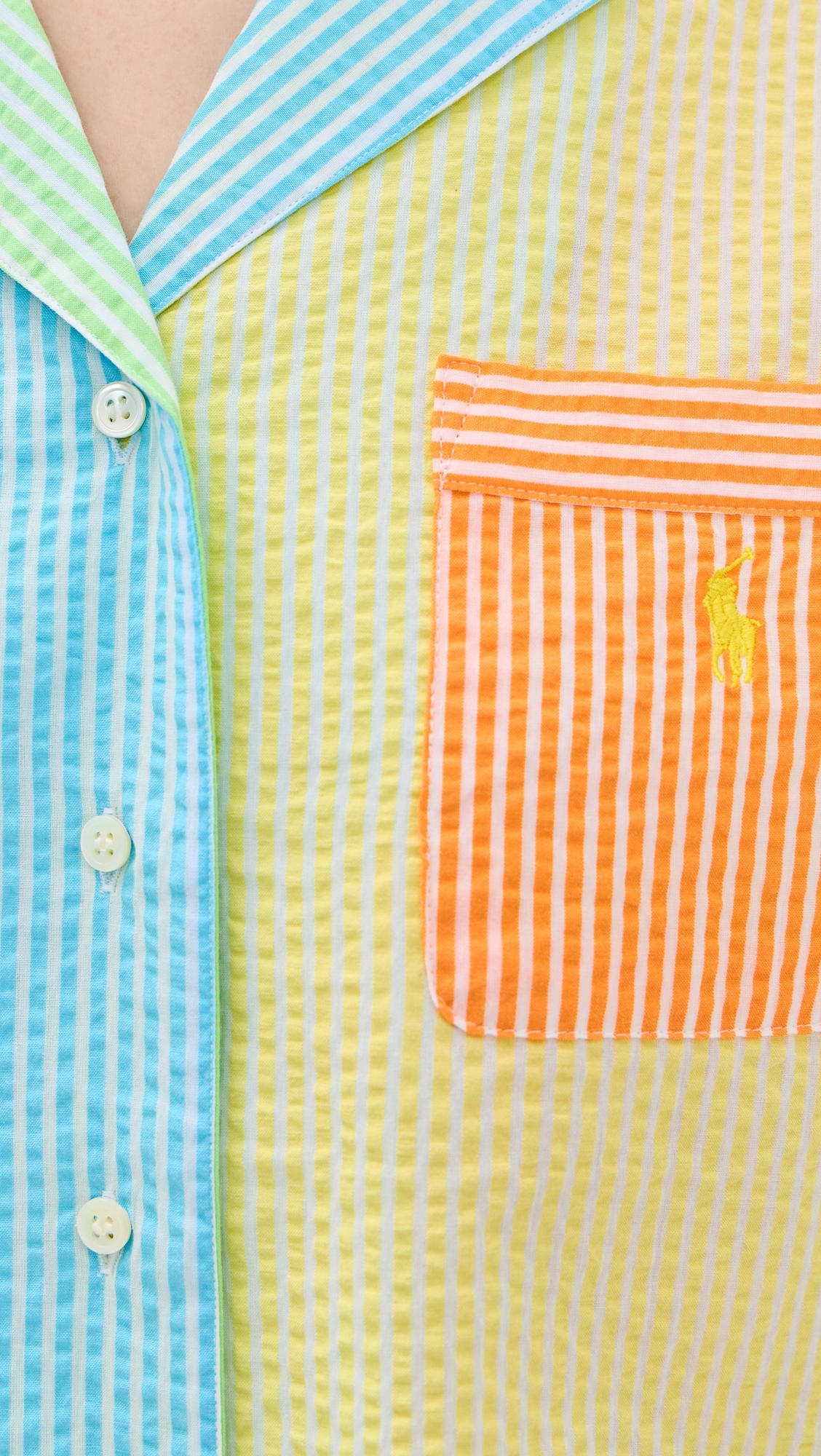 Mixed Seersucker Pajama Set Multicolor