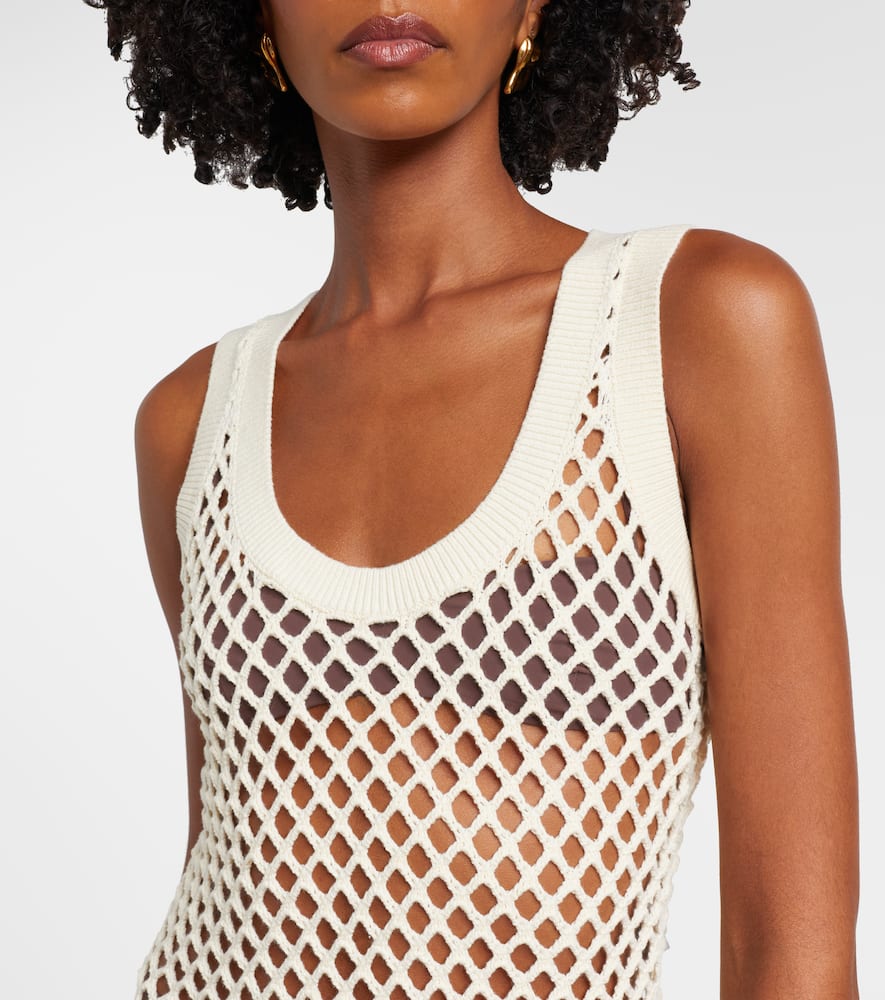 Ilaria fringed open-knit cotton maxi dress