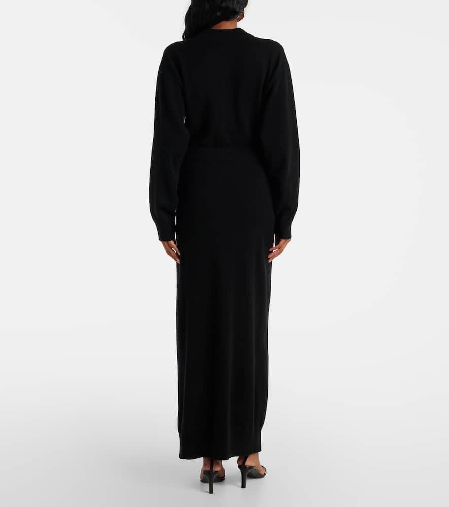 Gathered cutout wool and cashmere maxi dress