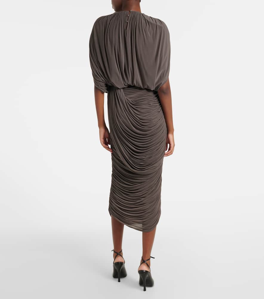 Draped jersey midi skirt
