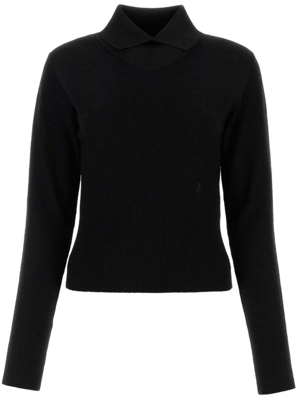 Ribbed-collar two-tone jumper - Neutrals