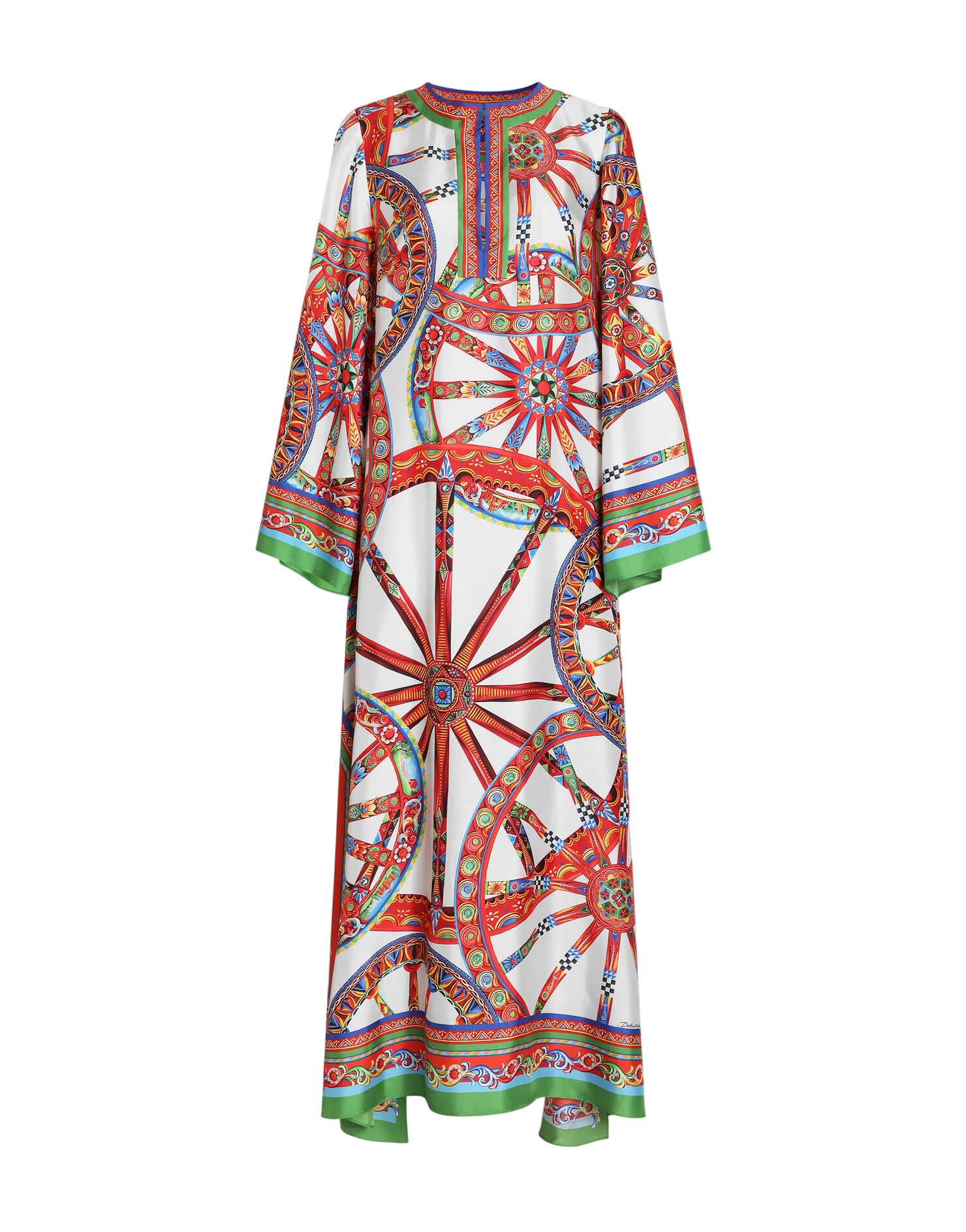 Carretto-print twill kaftan dress