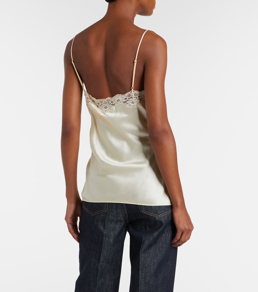 Lace-trimmed silk satin camisole