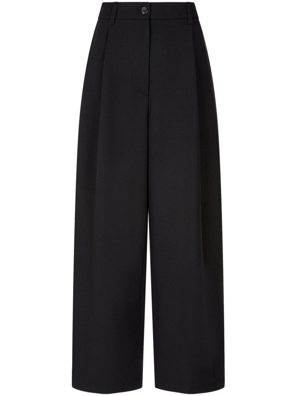 Pintuck-detail wide-leg trousers - Green