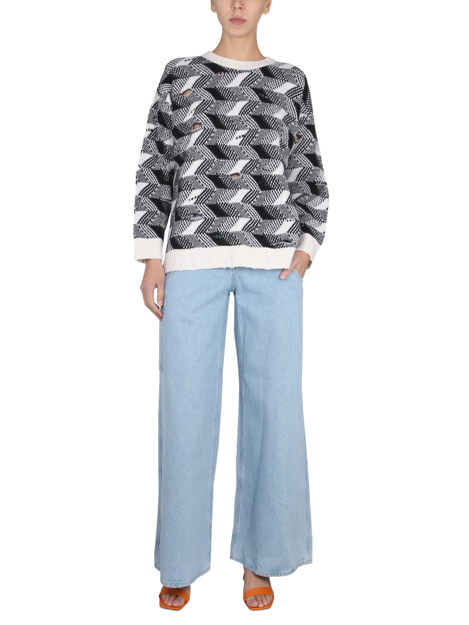 Woven-knit jumper