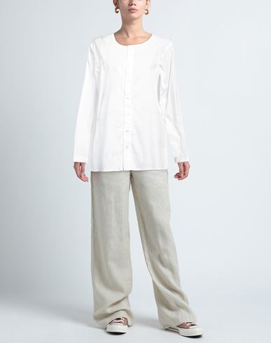 Woman Shirt White Size L Cotton, Elastane