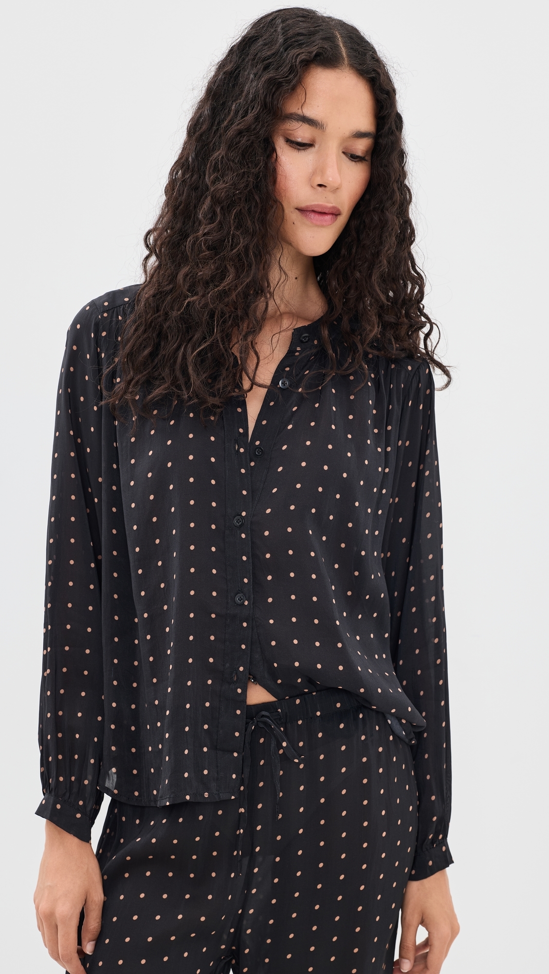 Tolan Shirt Petite Polka Dot Black & Tan
