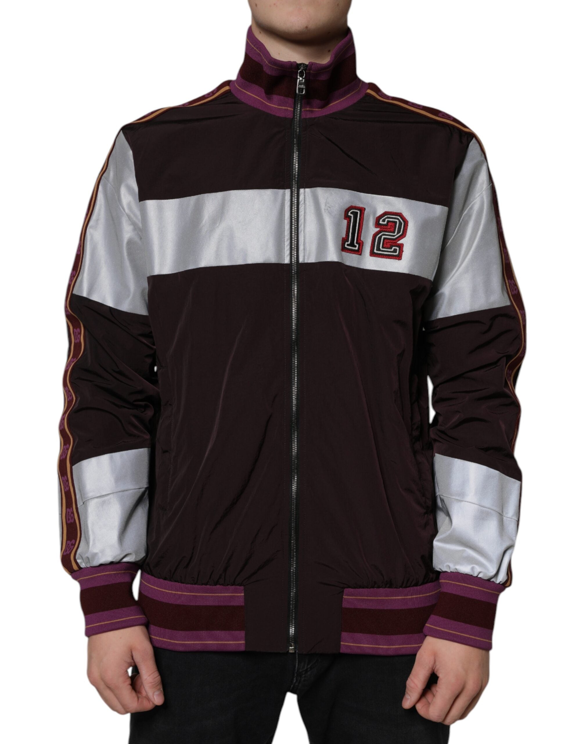 Colorblock Polyester Bomber Jacket — Black