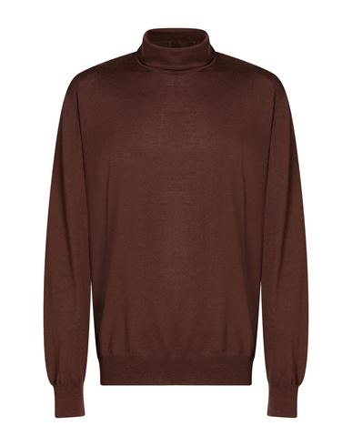 Man Turtleneck Chocolate brown Size 48 Wool