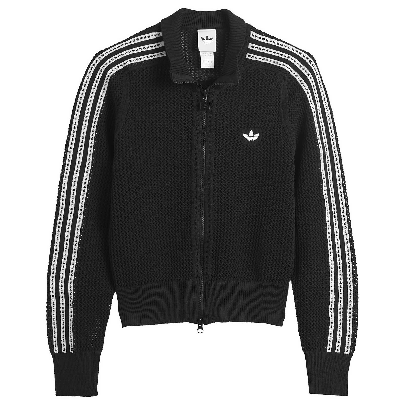 Women's Crochet Track Top in Black
