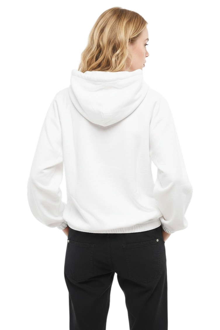 White Graphic Hood Sweatshirt