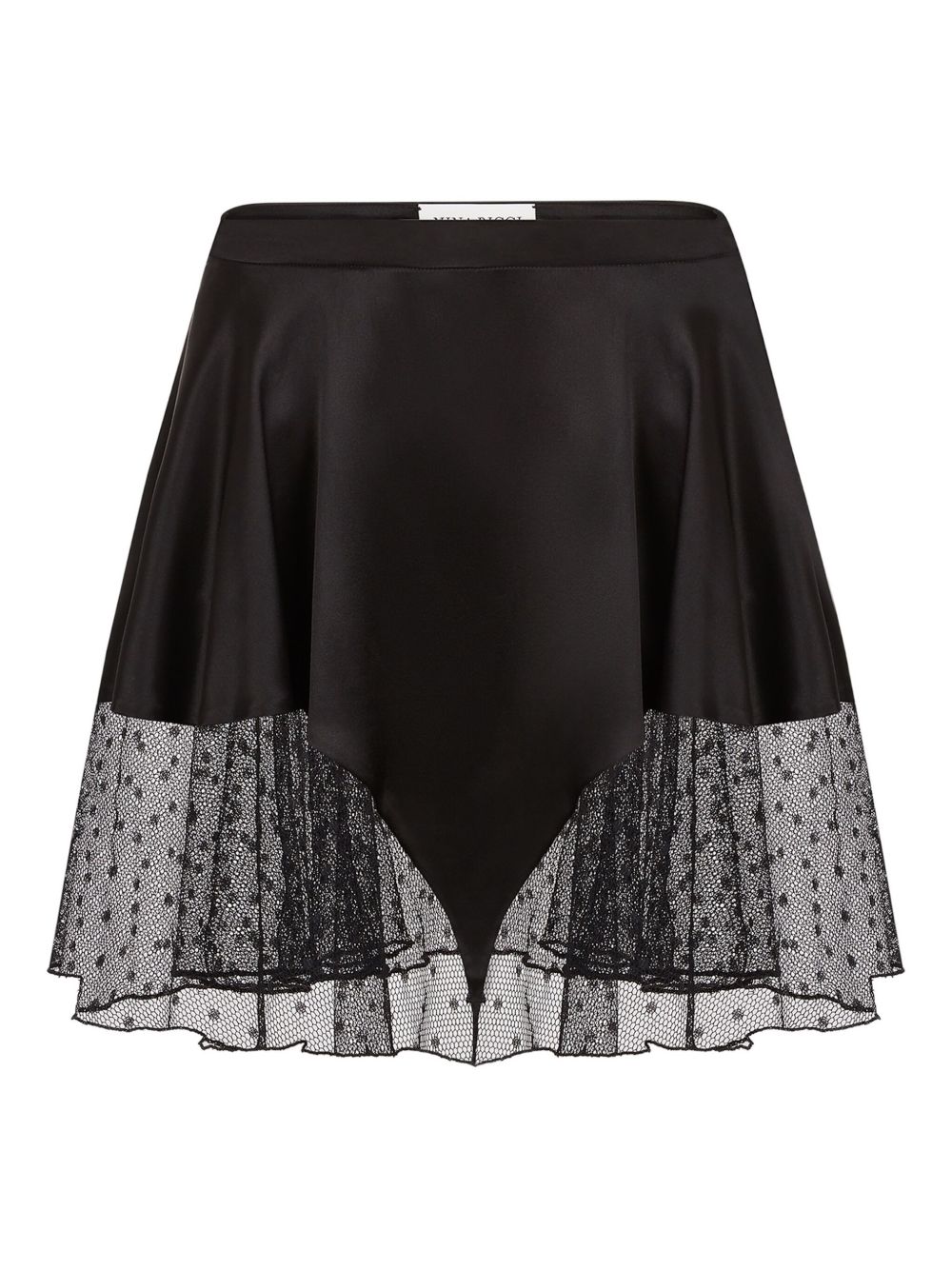 Satin lace-trimmed skirt - Black