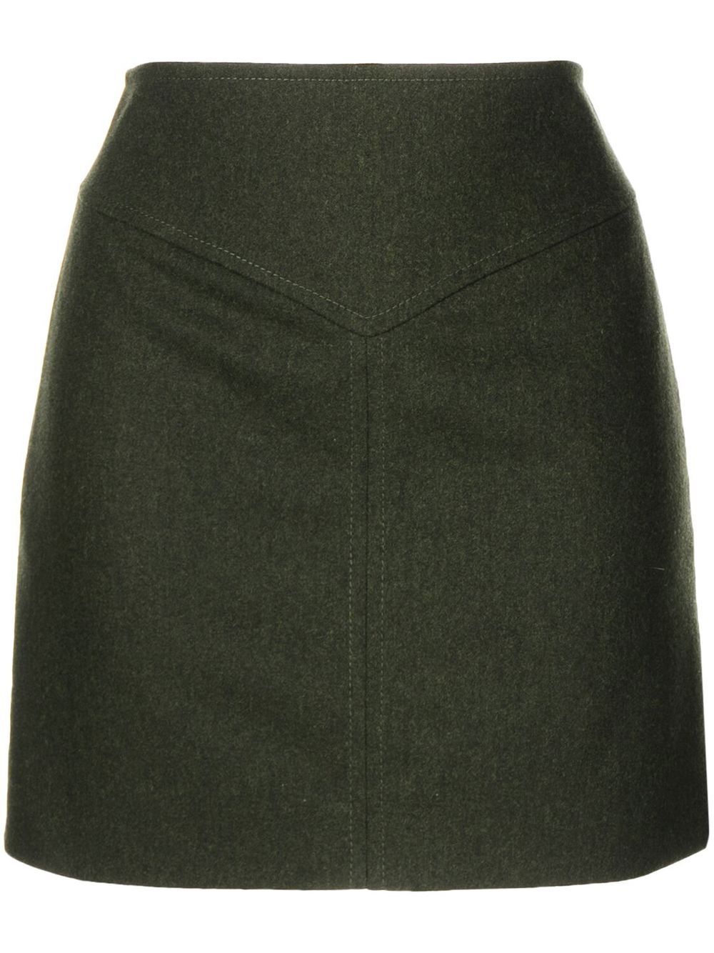 Virgin wool-cashmere mini skirt - Green