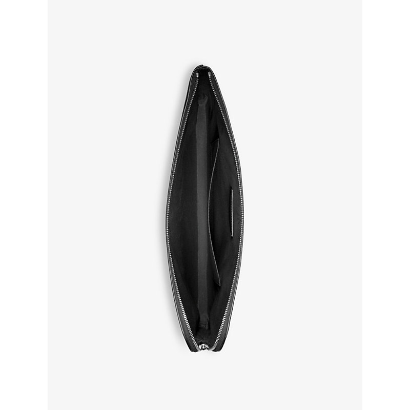 Black Sartorial Logo-Embellished Leather Laptop Case