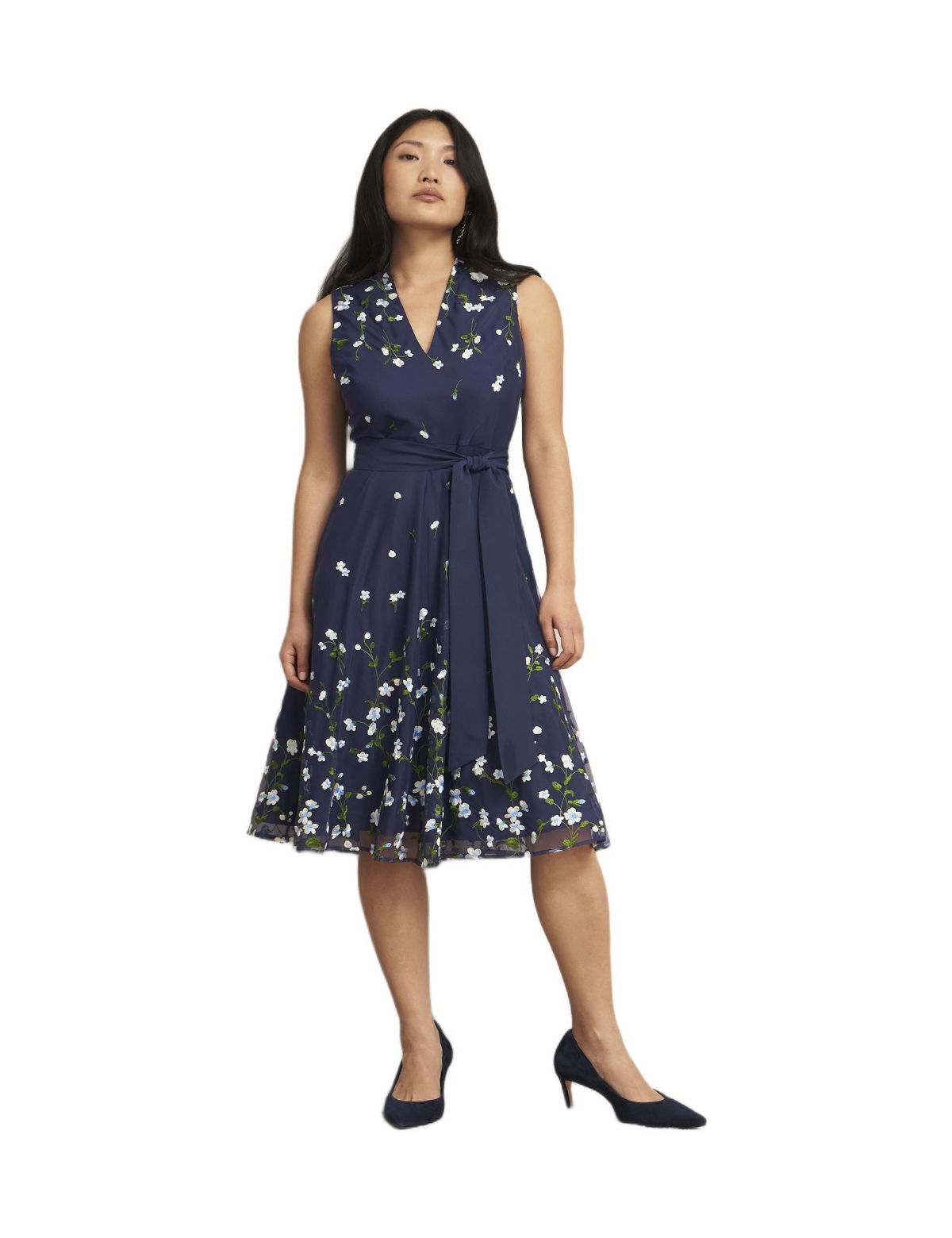 Women's Aria Embroidered Dress - Dark Blue