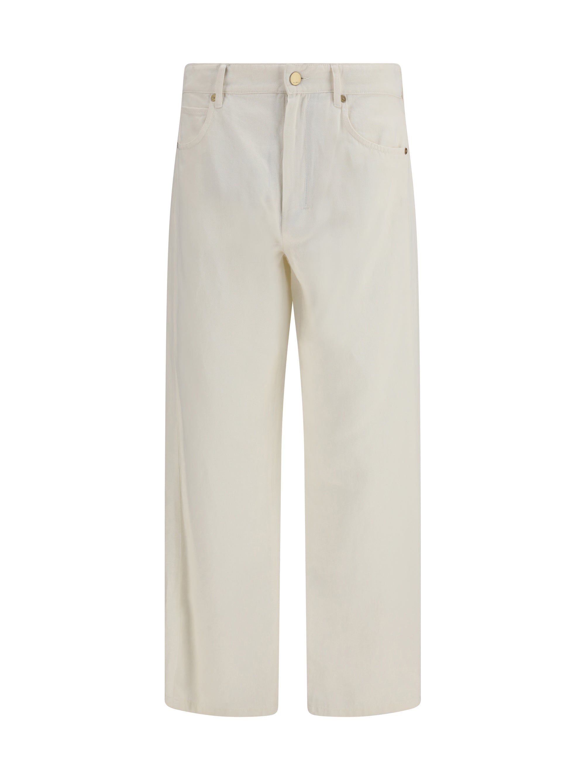 Cotton-Linen Blend Trousers — White