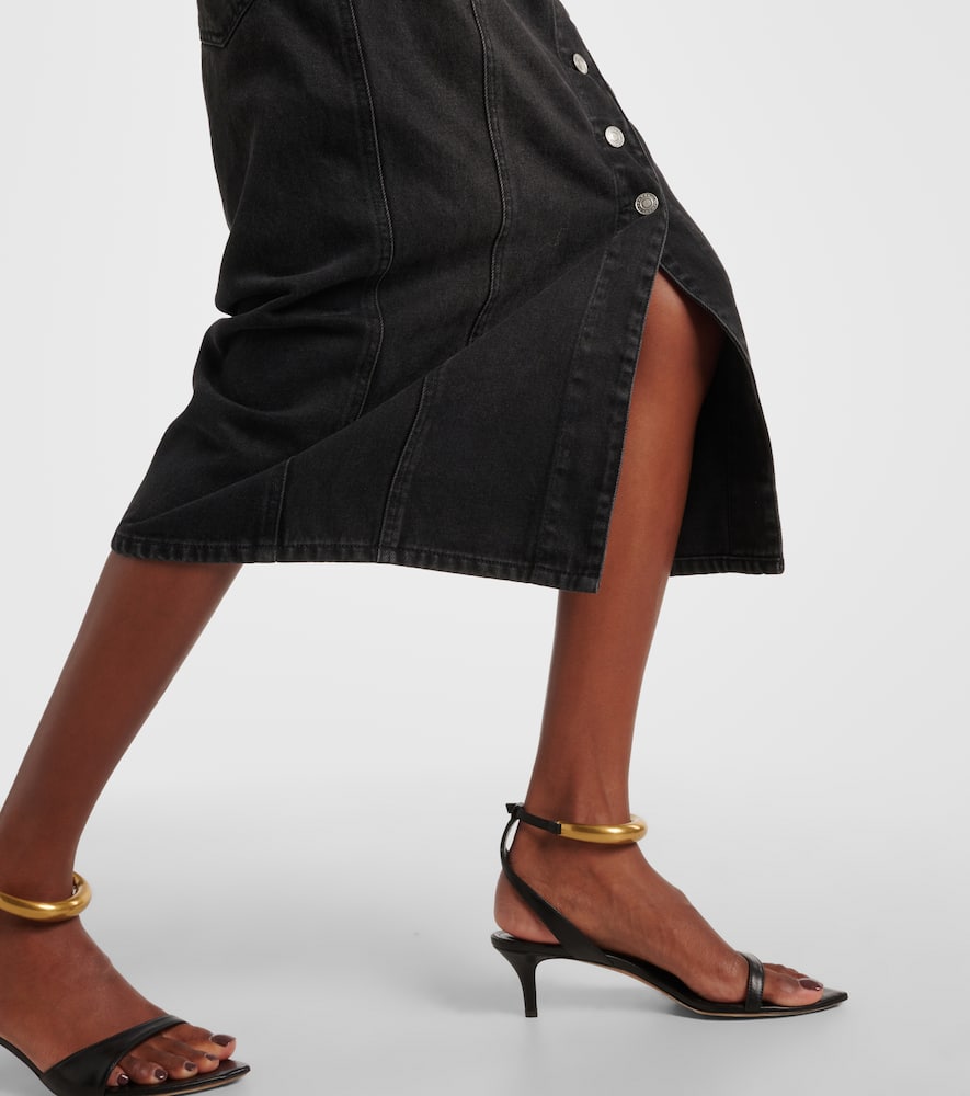Vandy high-rise denim midi skirt