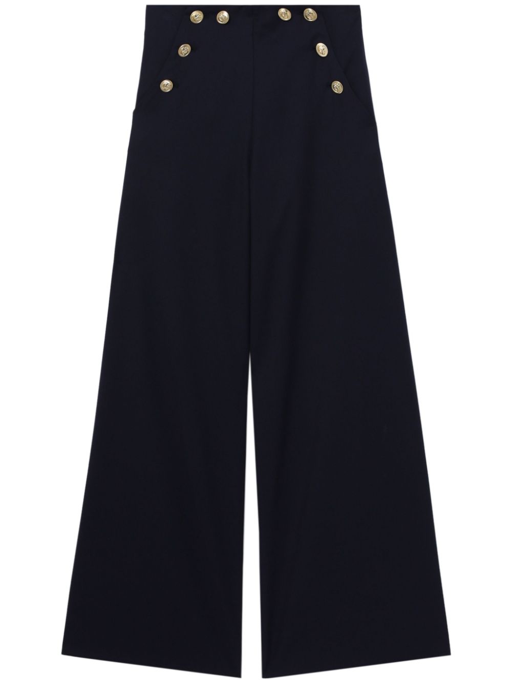 Decorative-button palazzo pants - Blue