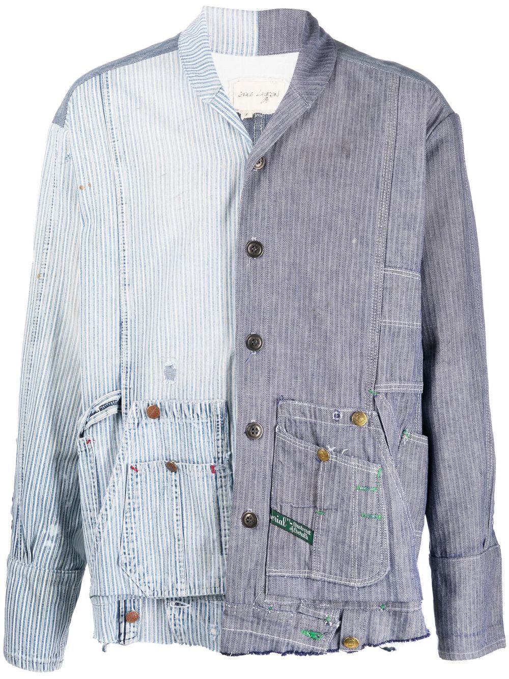 Striped patchwork cotton shirt - Blue